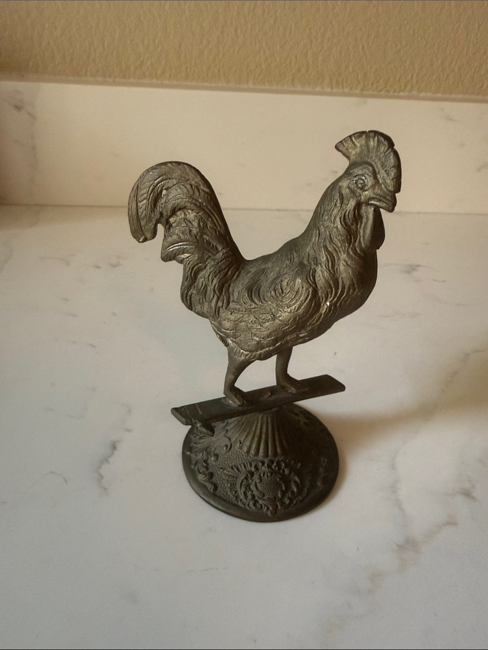 Vintage Bronze Rooster Figure FLAW